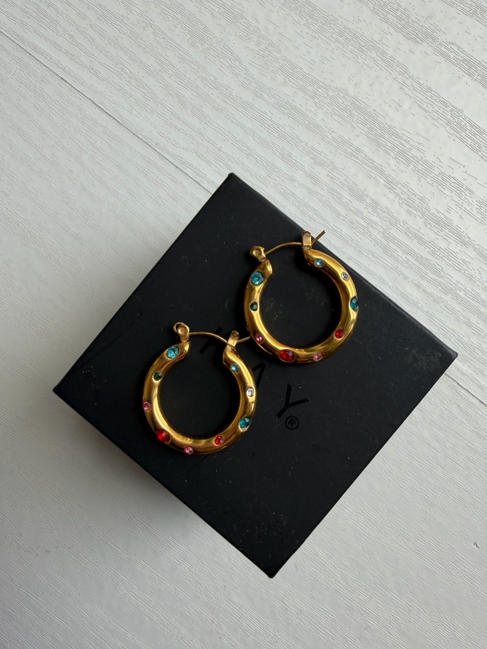 Rainbow Gemstone Hoop Earrings